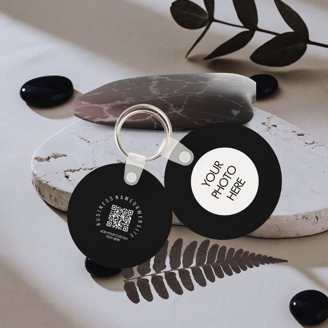 Chaveiro QR Code modern, Black Business logo Round (Criador carregado)