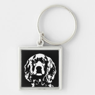 Chaveiro quadrado do metal de cocker spaniel