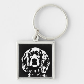 Chaveiro quadrado do metal de cocker spaniel