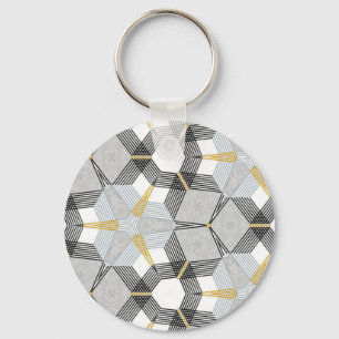 Chaveiro Quadrado hexágono colorido: caleidoscópio geométri