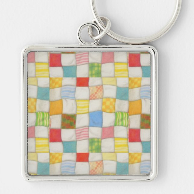 Chaveiro Quadrado Premium CRAZY QUILT (Frente)