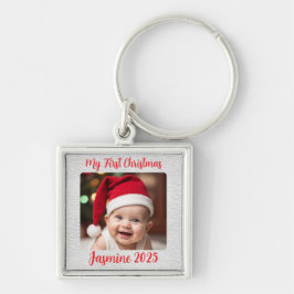 Chaveiro Quadrado Premium Personalizável do Primeiro Natal 