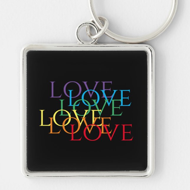 Chaveiro Quadrado Premium RAINBOW LOVE II (Frente)