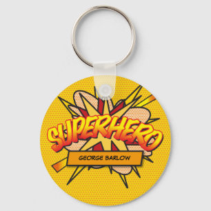Chaveiro Quadrinho Personalizado Arte Pop SUPER-HERÓI