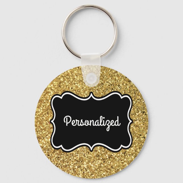 Chaveiro Quadro Dourado, preto e branco e preto (Frente)