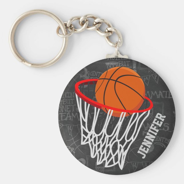Chaveiro Quadro Personalizado de Basquete e Hoop (Frente)
