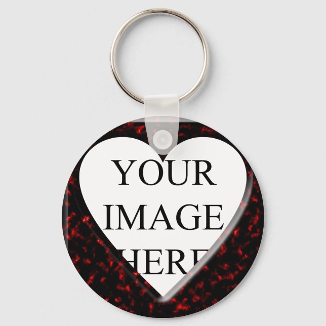 Chaveiro Quadro Quadrado Vermelho Marble com Coração (Frente)