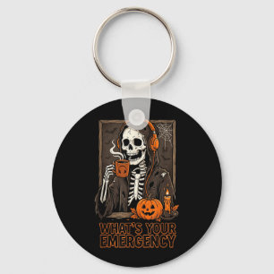 Chaveiro Qual é a Emergência do Esqueleto de Halloween 911