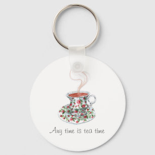 Chaveiro Qualquer hora é hora de chá. Rosas de copos de vin