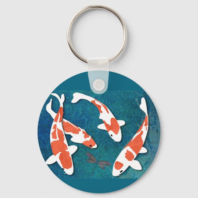 Chaveiro Quarteto Laranja e Branco Kohaku Koi (Frente)