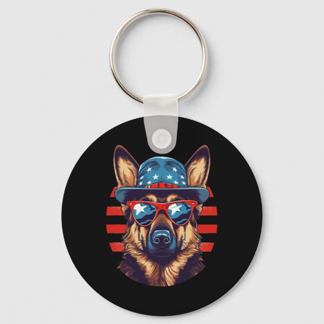 Chaveiro Quarto Cão Americano German shepherd Patriótico De (Frente)