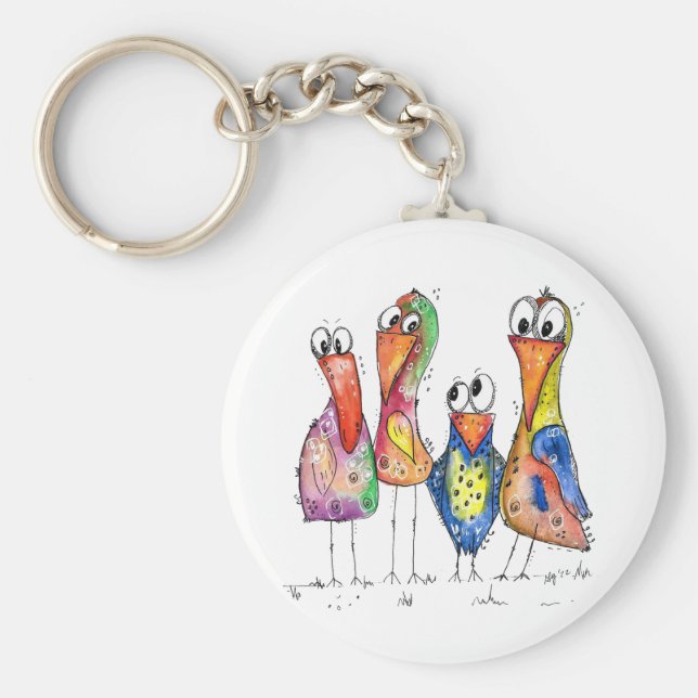 Chaveiro Quatro Aves Células E Quentes (Frente)