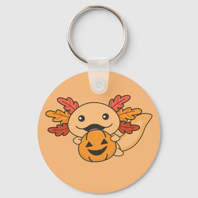 Chaveiro Queda do Axolotl com folhas de queda (Frente)