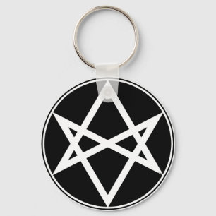 Chaveiro Queda do Unicursal Hexagrama Branco