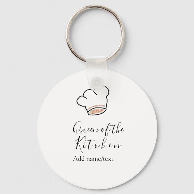 Chaveiro Queen of the kitchen chef cooking add name crown  (Frente)