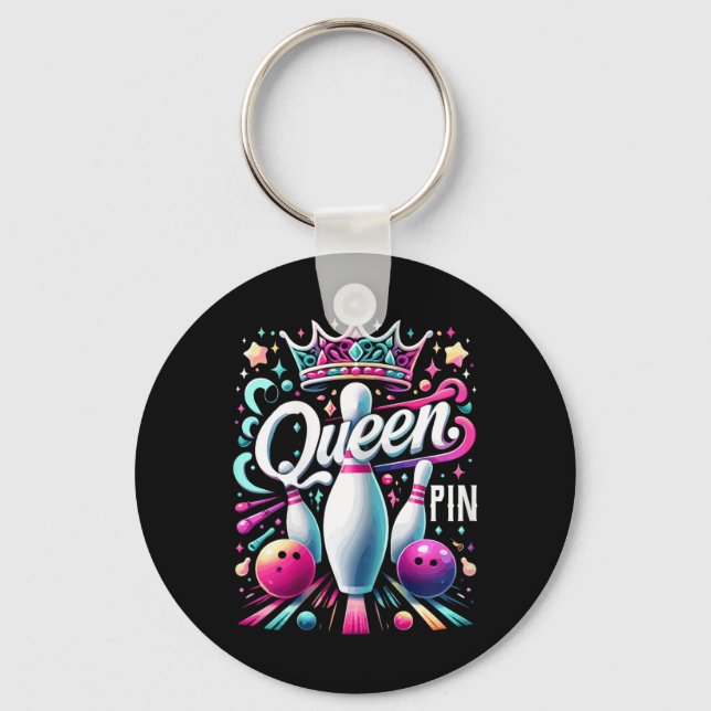 Chaveiro Queen Pin Shirt Bowler Bowling League For Bowling  (Frente)