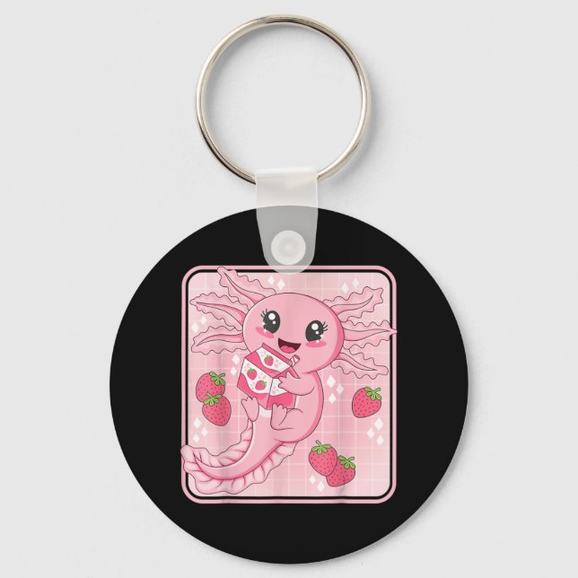 Chaveiro Queijo de morango japonês, Leite de morango rosa,  (Frente)