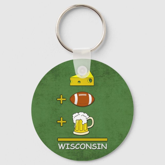 Chaveiro Queijo e futebol e cerveja significam Wisconsin (Frente)