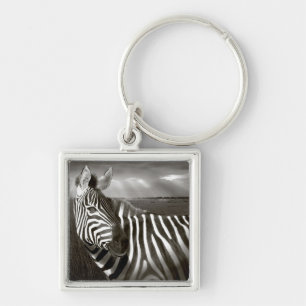 Chaveiro Quênia. Preto e branco de zebra e planície.
