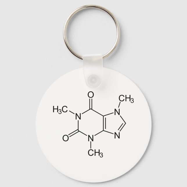 Chaveiro Química da Molécula de Cafeína Café Átomos (Frente)