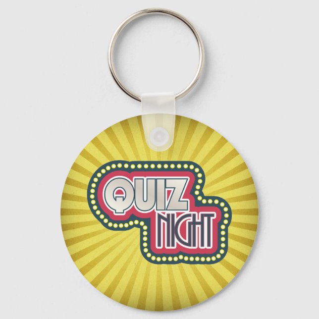 Chaveiro Quiz Night Trivia Party Yellow Sunburst (Frente)