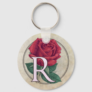 Chaveiro R para o monograma cor-de-rosa da flor