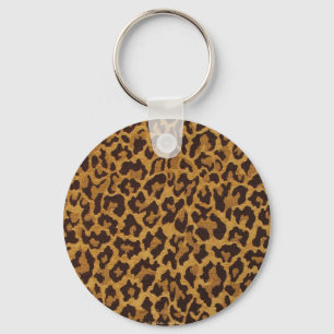 Chaveiro RAB Rockabilly Leopard Imprime Brown Dourado