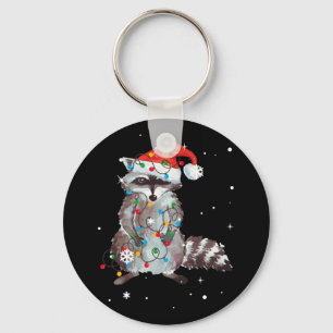 Chaveiro Raccoon Christmas Tree Lights Pajama Racoon Lover
