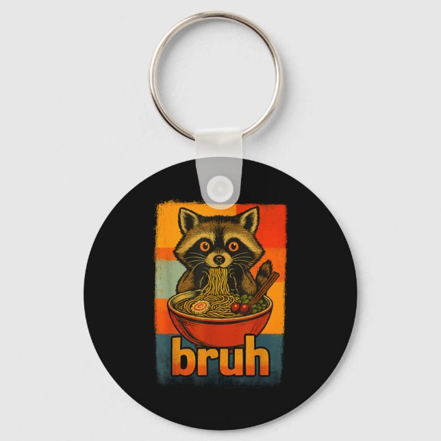 Chaveiro Raccoon Eating Japanese Ramen Noodles Men Women Ki (Frente)