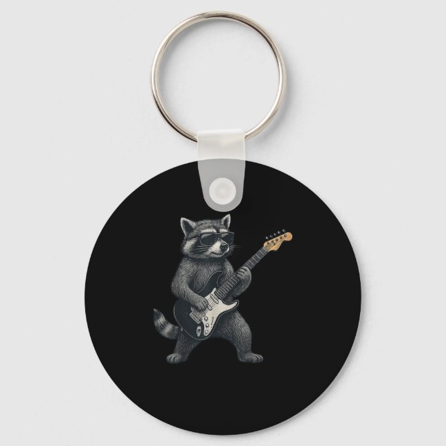 Chaveiro Raccoon Tocando Violão Rock E Homens Presentes (Frente)