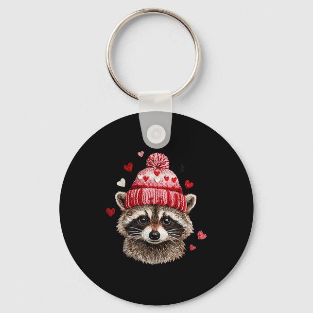 Chaveiro Raccoon Valentines Day Funny Feral Raccoon Love He (Frente)