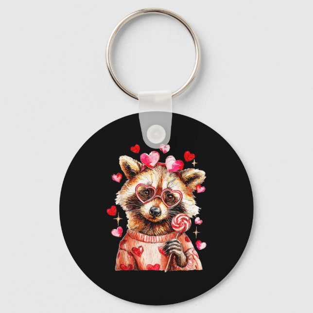 Chaveiro Raccoon Valentines Day Funny Feral Raccoon Love He (Frente)