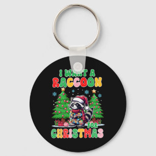 Chaveiro Racoon Ao Longo Do Natal Xmas Eu Quero Um Raccoon