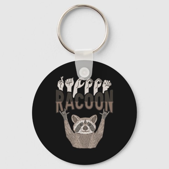 Chaveiro Racoon Asl Gesture Mão Surda Audição Perdendo Awar (Frente)