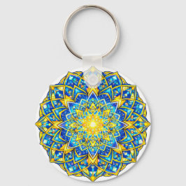 Chaveiro Radiant Blue Gold Mandala – Sun Harmony Keychain