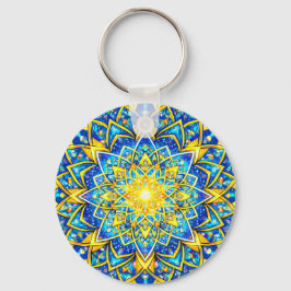 Chaveiro Radiant Blue Gold Mandala – Sun Harmony Keychain S