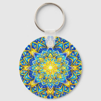 Chaveiro Radiant Blue Gold Mandala – Sun Harmony Keychain S