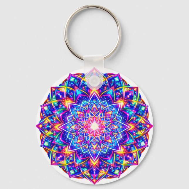 Chaveiro Radiant Kaleidoscope Mandala –Color Harmony Charm (Frente)