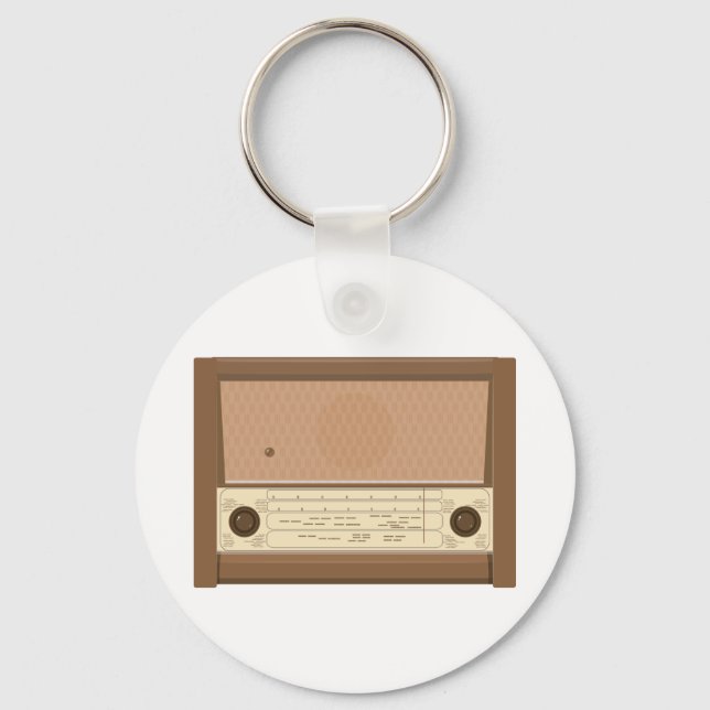 Chaveiro Rádio de madeira retrô dos anos 1940 (Frente)