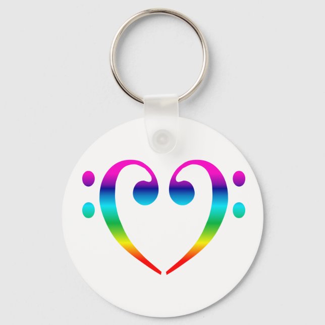 Chaveiro Rainbow Bass Clef Heart (Frente)