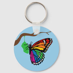 Chaveiro Rainbow Butterfly Emerging From Chrysalis