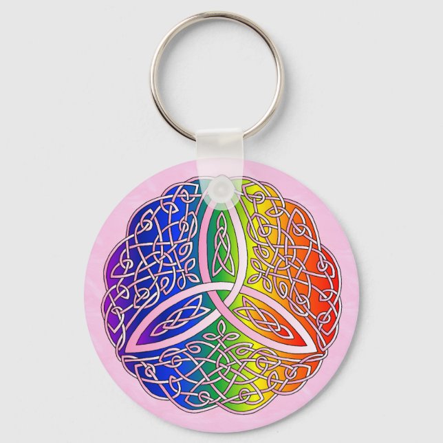Chaveiro Rainbow Celtic Art Trinity Knot (Frente)