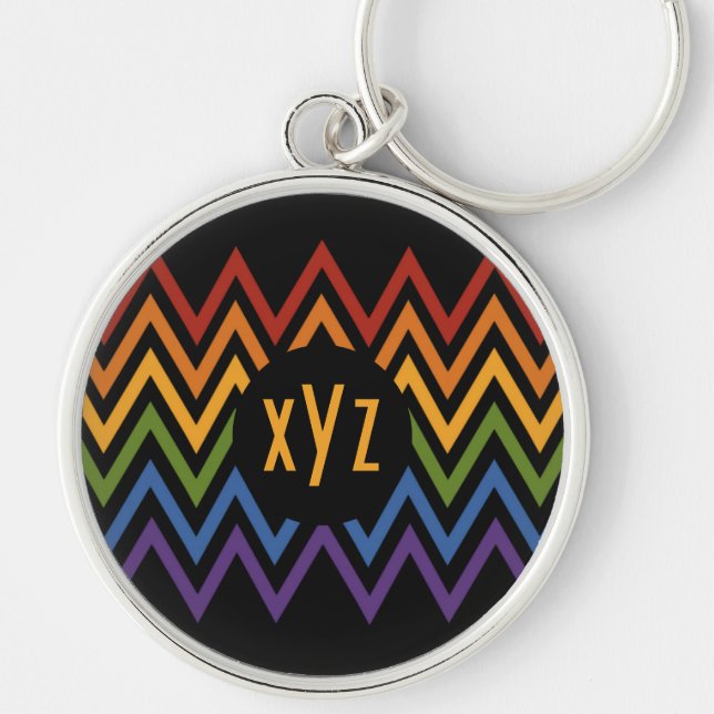 Chaveiro Rainbow Chevron Correntes de chaves personalizadas (Frente)