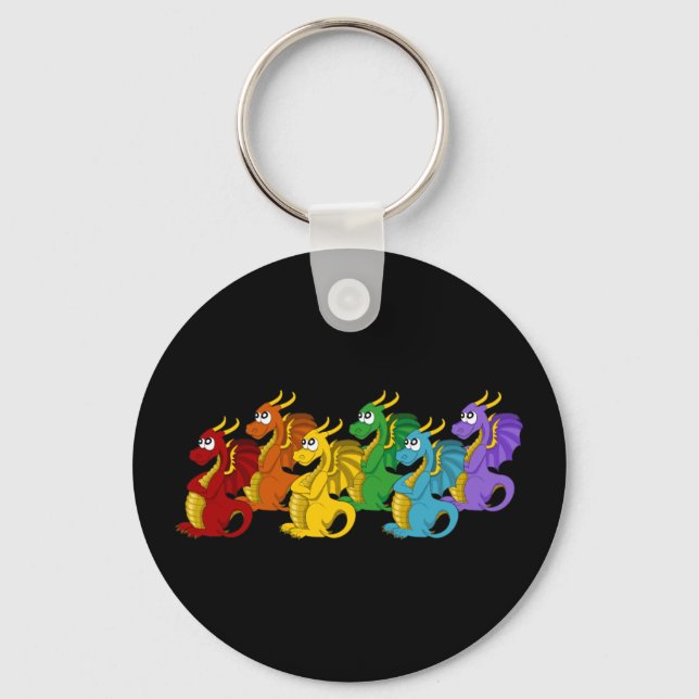 Chaveiro Rainbow colorful dragons cartoon  (Frente)