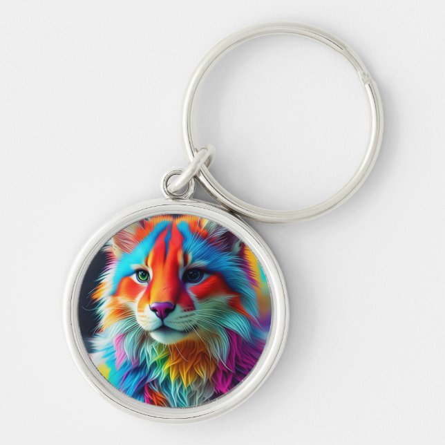 Chaveiro Rainbow Colour Furry Cat-68587 (Frente)