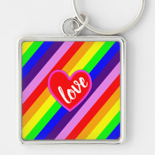 Chaveiro Rainbow Love Heart Classic Pride Dynamic Stripes