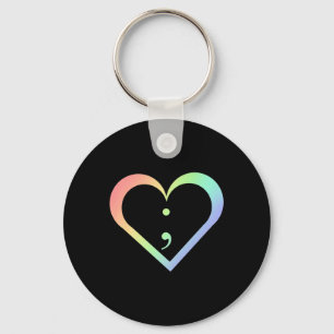 Chaveiro Rainbow Semicolon Heart Mental Health Awarness Pr