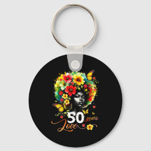Chaveiro Rainha Afro Preta 50 Anos de Amor 50º Aniversário 