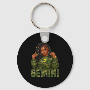 Chaveiro Rainha de Gêmeos Loca Mulher Preta Camuflagem Sign