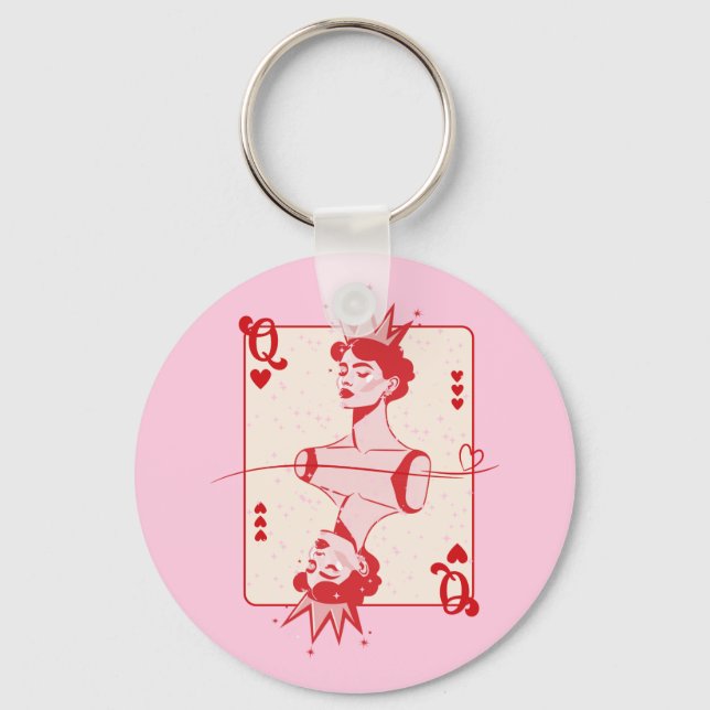 Chaveiro Rainha dos Corações Vermelha e Rosa (Frente)